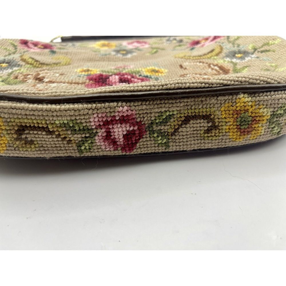 Vtg Petit Point Needlework Purse Handbag Floral Gold Clasp 50s60s - Picture 3 of 14